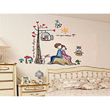 Wall decal two lovers leaning back ay924