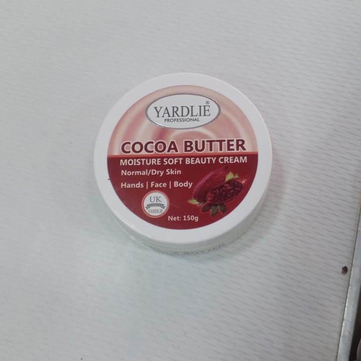 Yardlie Professional Cocoa Butter Moisture Soft Beauty Cream for Smooth Glowing Skin - 150g