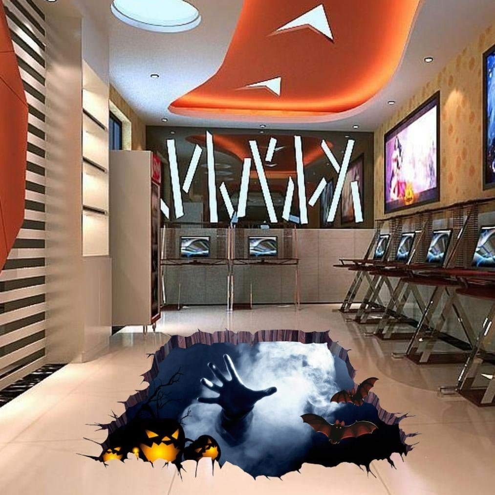 Halloween 3D View Horror Wall Sticker Floor Mural Waterproof Movable Home Decor (Ghost Han Size 45x60 dAfh1101)