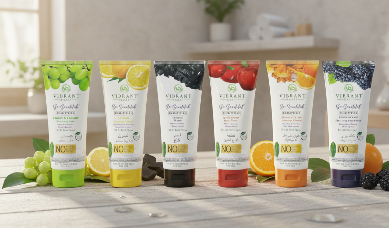 Vibrant Health "Be Beautiful" Premium Botanical Face Wash Series – 6-Pack Infusion Set with Natural Fruit Extracts & Antioxidants for Radiant, All-Day Glow