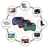 i8 2.4G Mini wireless keyboard with touchpad | 7-color Backlight ,plug and play | Super cool design | Perfect for Android TV Box, Smart TV, Projector, PS3