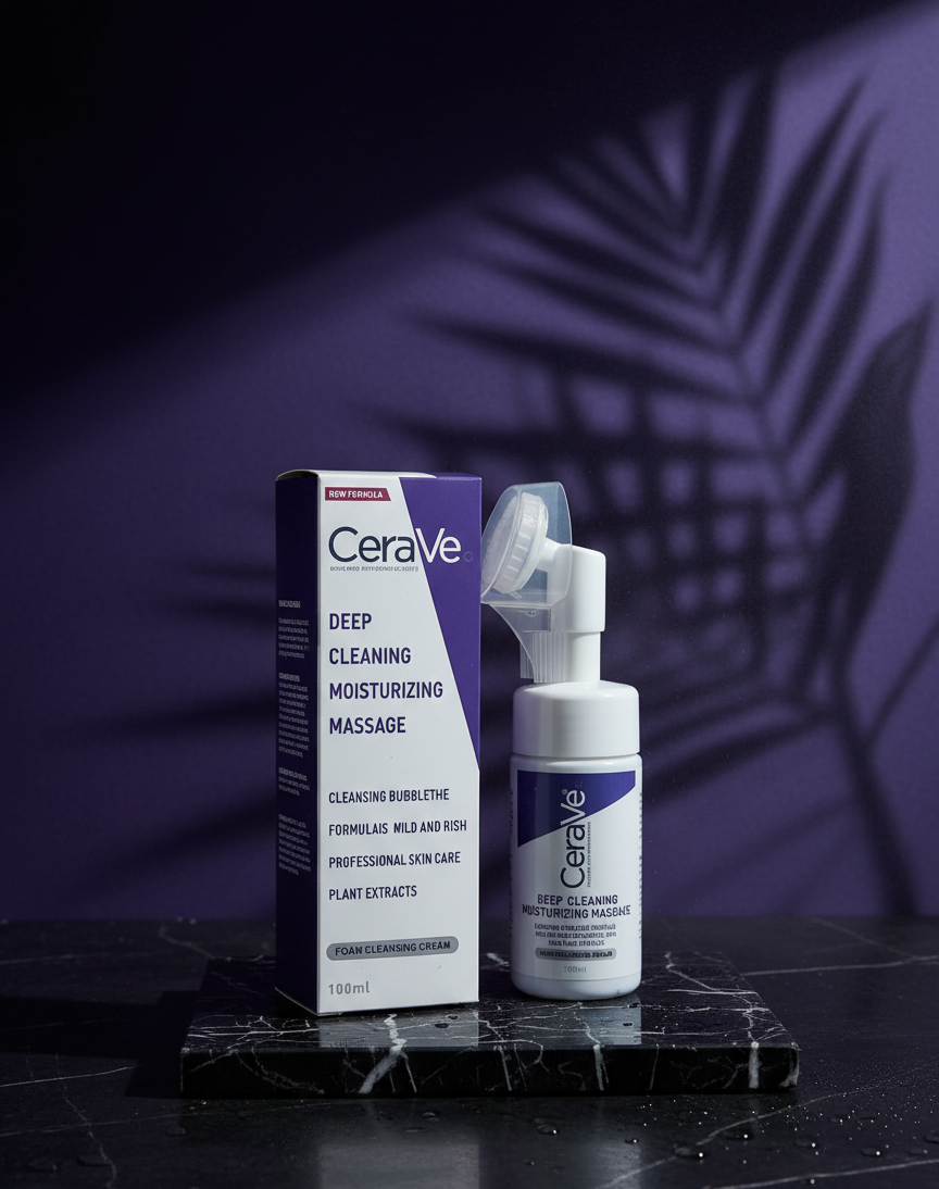 CeraVe Deep Cleaning Moisturizing Massage Foam Cleansing Cream – Mild Hydrating Cleanser for Radiant, Fresh & Comfortably Soft Skin