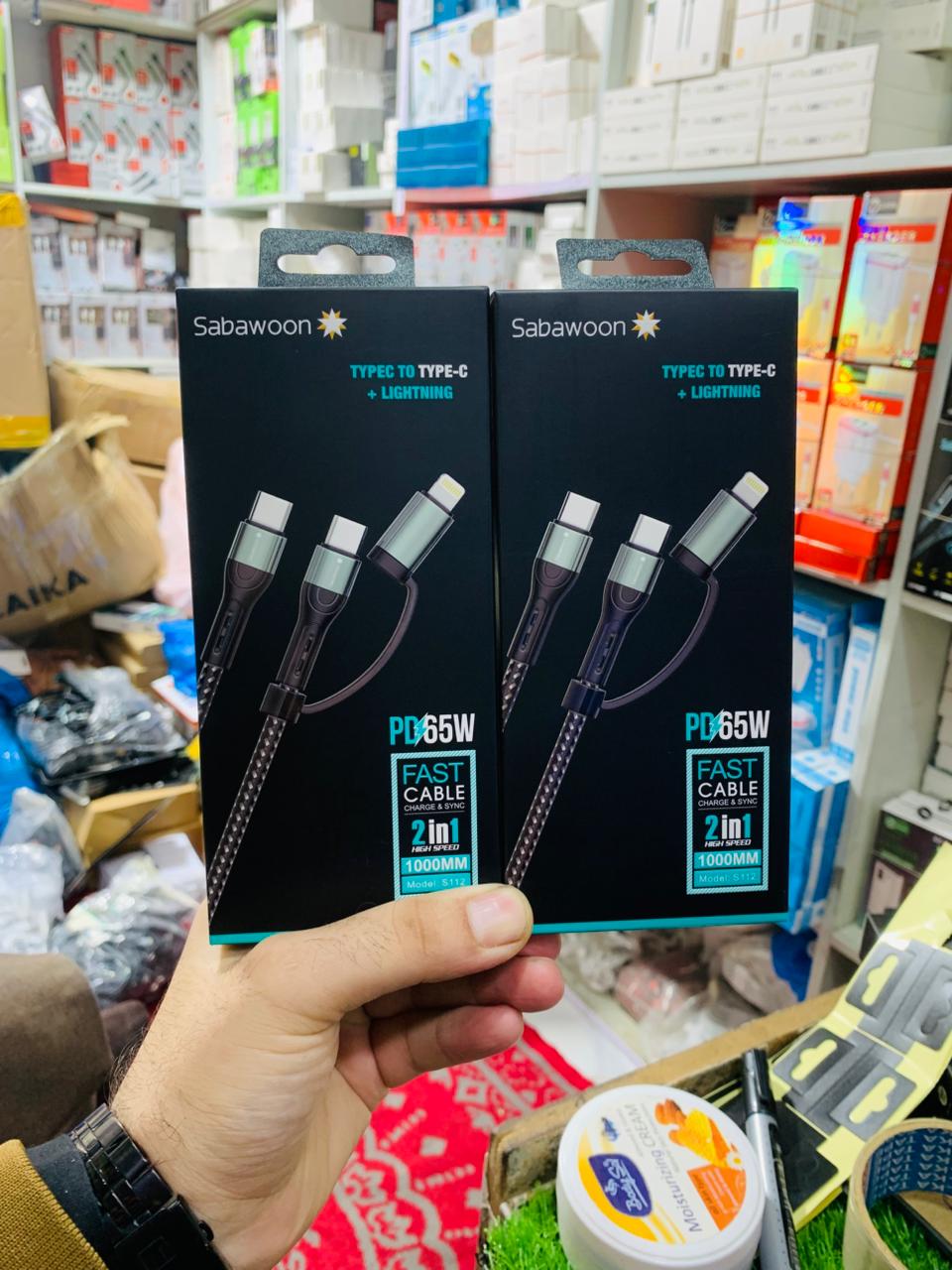 Sabawoon S112 2?in?1 Cable | New Model PD 65W | 100% Original Quality | Fast Charging