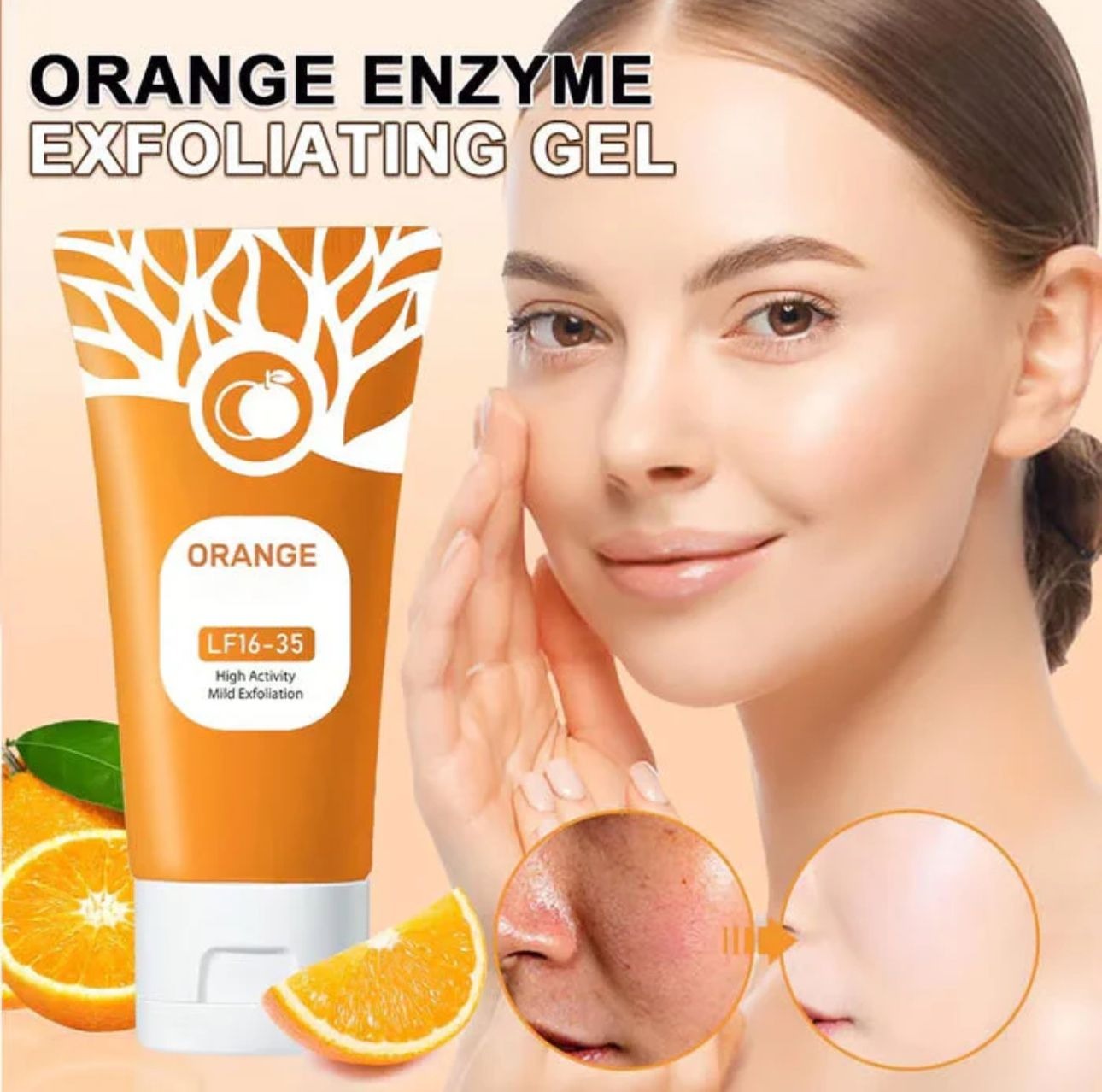 Orange Enzyme Exfoliating Gel | Brightening & Gentle Citrus Enzyme Scrub | Removes Dead Skin, Smooths Texture & Reveals Radiant, Glowing Skin (50gm)