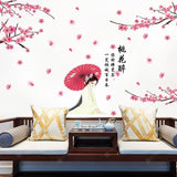 Albama - Wall Stickers / Wall Stickers / Room Stickers / Room Decoration / Living Room Decoration / Wall Stickers / Wall Stickers / Wall Decoration / Wall Wallpaper / Wall Stickers Sakura Chinese Girl Model size 50x70 sk9358