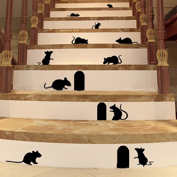 Agujero para ratón divertido pegatinas de pared orificio para ratas pegatinas de pared de dibujos animados dormitorio Sala ratones en el escenario pegatinas de pared size 30x60cm Nc1042