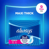 Always 3-in-1 Maxi Thick (Long) Sanitary Pads Value Pack, 30 Ct