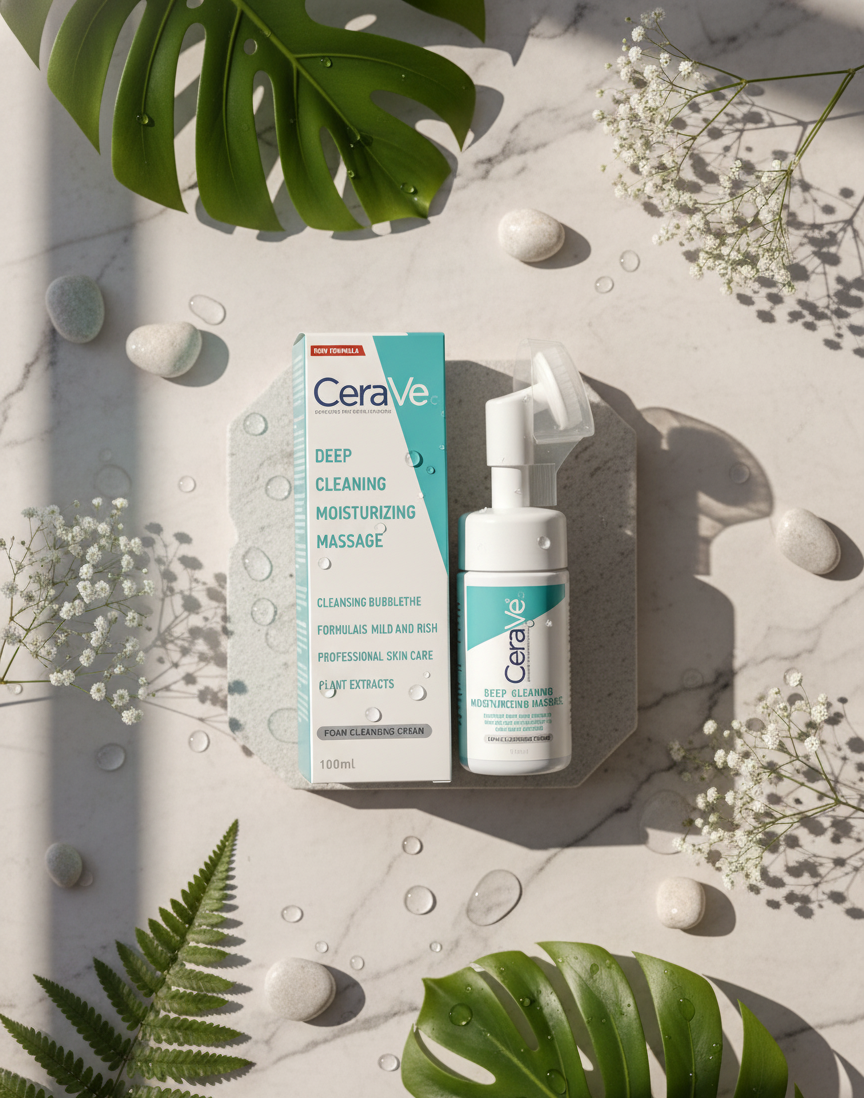 CeraVe Deep Cleaning Moisturizing Massage Foam Cleansing Cream – Gentle, Hydrating Facial Cleanser for Soft, Balanced & Fresh Skin