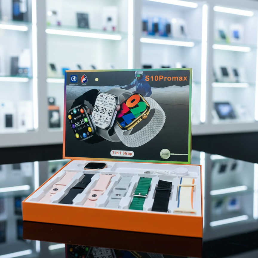 S10 ProMax Smart Watch Series 9 | 7?in?1 Straps Set | Bluetooth Calling, Music, Fitness & Wireless Charging