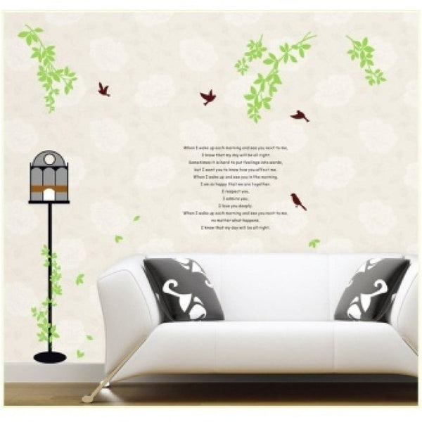 Green branches and birds stickers