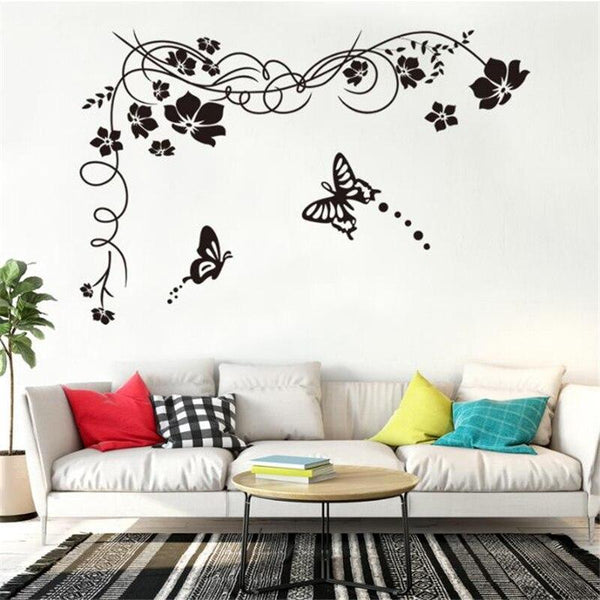 butterfly Vine flower Creative Butterfly Flower Vine Home Decoration wall decals Living room bedroom home Decor Wall Stickers JM7301/ay817