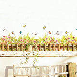 Cozy wall sticker with a small fence, flowers, butterflies etc. size 50x70 am7077