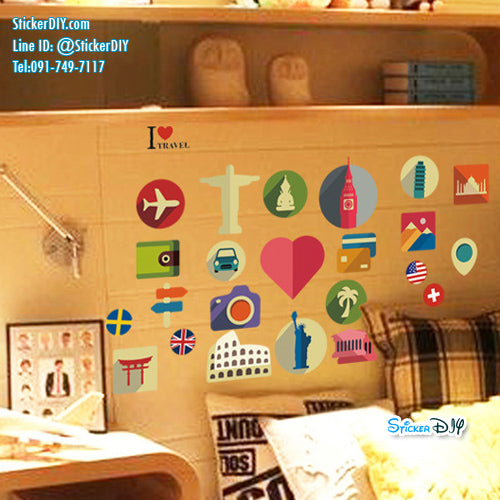 Wall Sticker "I love travel" size (50cm wide x 70cm high) mj7003