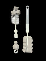 (pack of 3 )Baby Bottle and Teath Brush Set with Changeable Endings – Bottle, Sponge, Straw, and Pacifier (random color