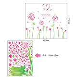 Pink Flower with Green Stem, Extra Large 3D Wall Sticker, Peelable, Stylish Wallpaper, Decorative Sticker, Waterproof, DIY Wall, Floor, Furniture, Interior, Forest, Leaf size 50x70 ay7055b