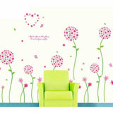 Pink Flower with Green Stem, Extra Large 3D Wall Sticker, Peelable, Stylish Wallpaper, Decorative Sticker, Waterproof, DIY Wall, Floor, Furniture, Interior, Forest, Leaf size 50x70 ay7055b