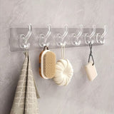 Pack of 3 Transparent 6?Hooks Hanger | Self Adhesive | Waterproof & Reusable Wall Hooks | Multipurpose Strong Clips