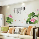 Modern Lotus Flower Wall Decal for Living Room & Sofa Background size  120x180 sk2015 Wall Decor Sticker