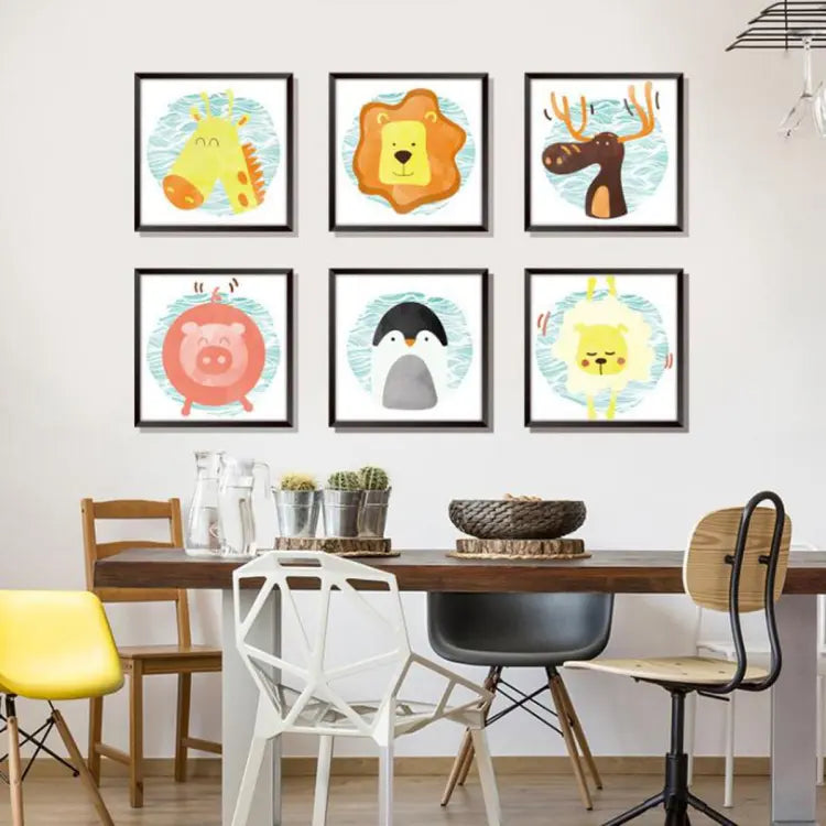 Cute Cartoon Animal Portrait Wall Sticker Animal Wall Sticker for Home Living Room Decoration xl8321