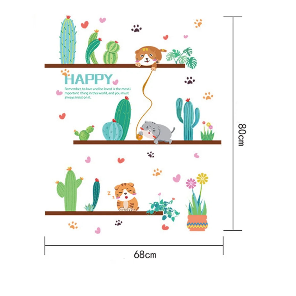 Prime SHISHIan Cute Cat Theme Family Room Window Wall Mural Decorative Decal Detachable ，Disco Ball Classroom Decor size 50x70 sk7190
