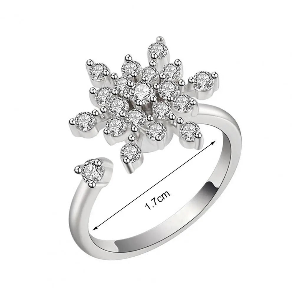 Women Ring Opening Rotatable Shiny Rhinestone