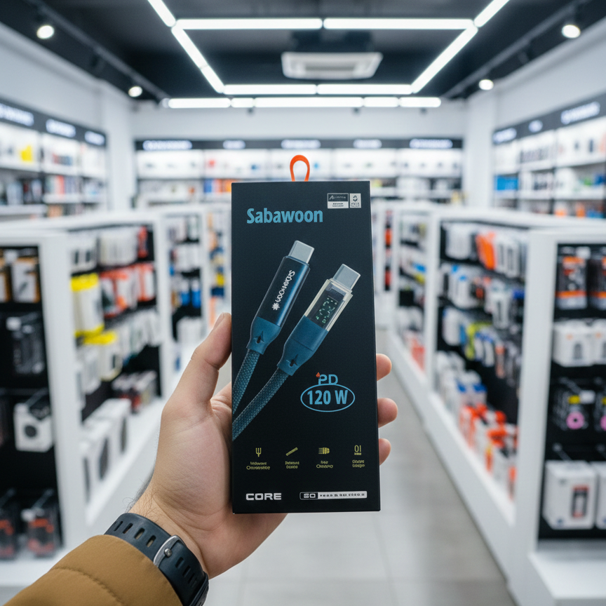 Sabawoon S116 Type?C to Type?C Cable | 120W | Digital Display | 100% Original