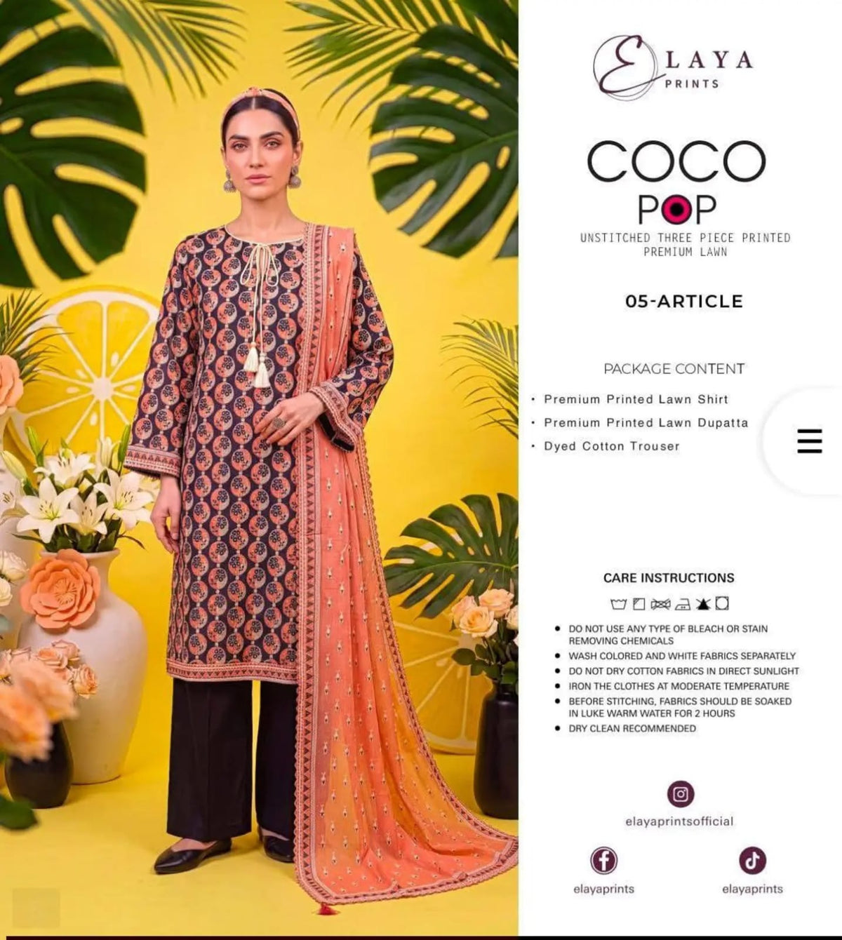 COCO POP Elaya Prints Luxury Digital Printed 3 Pcs Collection