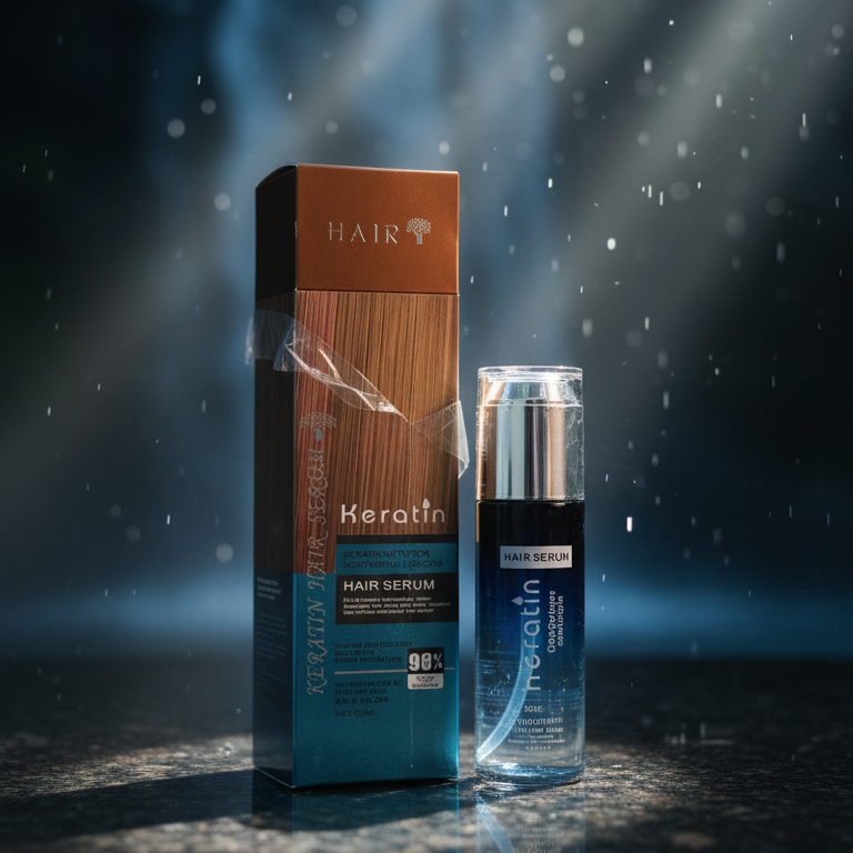 Keratin Hair Serum 80ml – Deep Moisturizing, Frizz-Control & Smooth Finish | Shine-Boosting Leave-In Serum for Dry, Damaged & Rough Hair