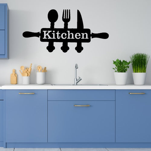 Stylish Kitchen Wall Decor Sign – Modern Utensil Design Wall Art for Dining & Cooking Space (5x12 inches)
