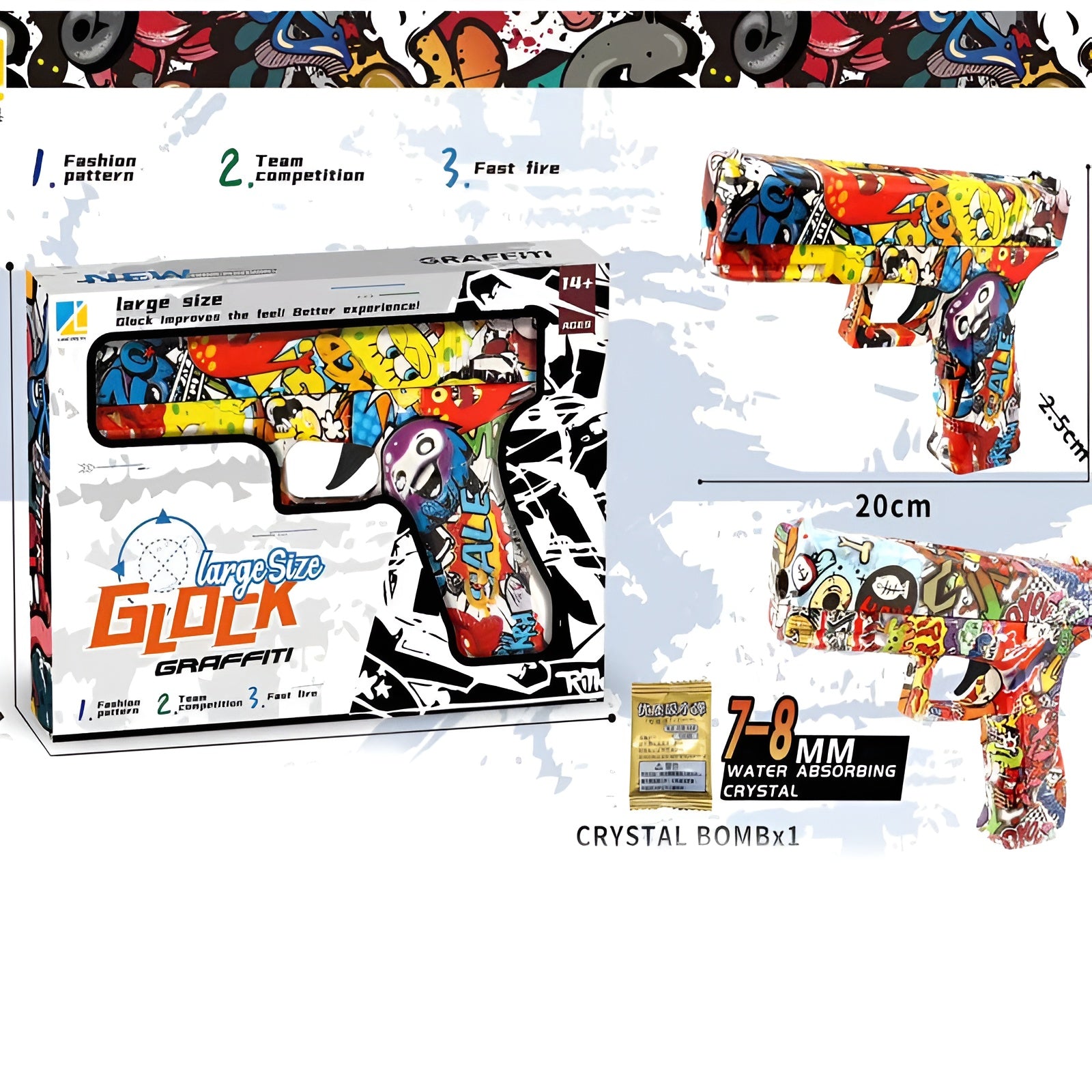 Gel Blaster High Speed Manual Gun Orange – Large Size Graffiti Glock Soft Bullet Gun Toy With Safe Foam Bullets, Realistic Design, And Exciting Action Play For Kids And Teens