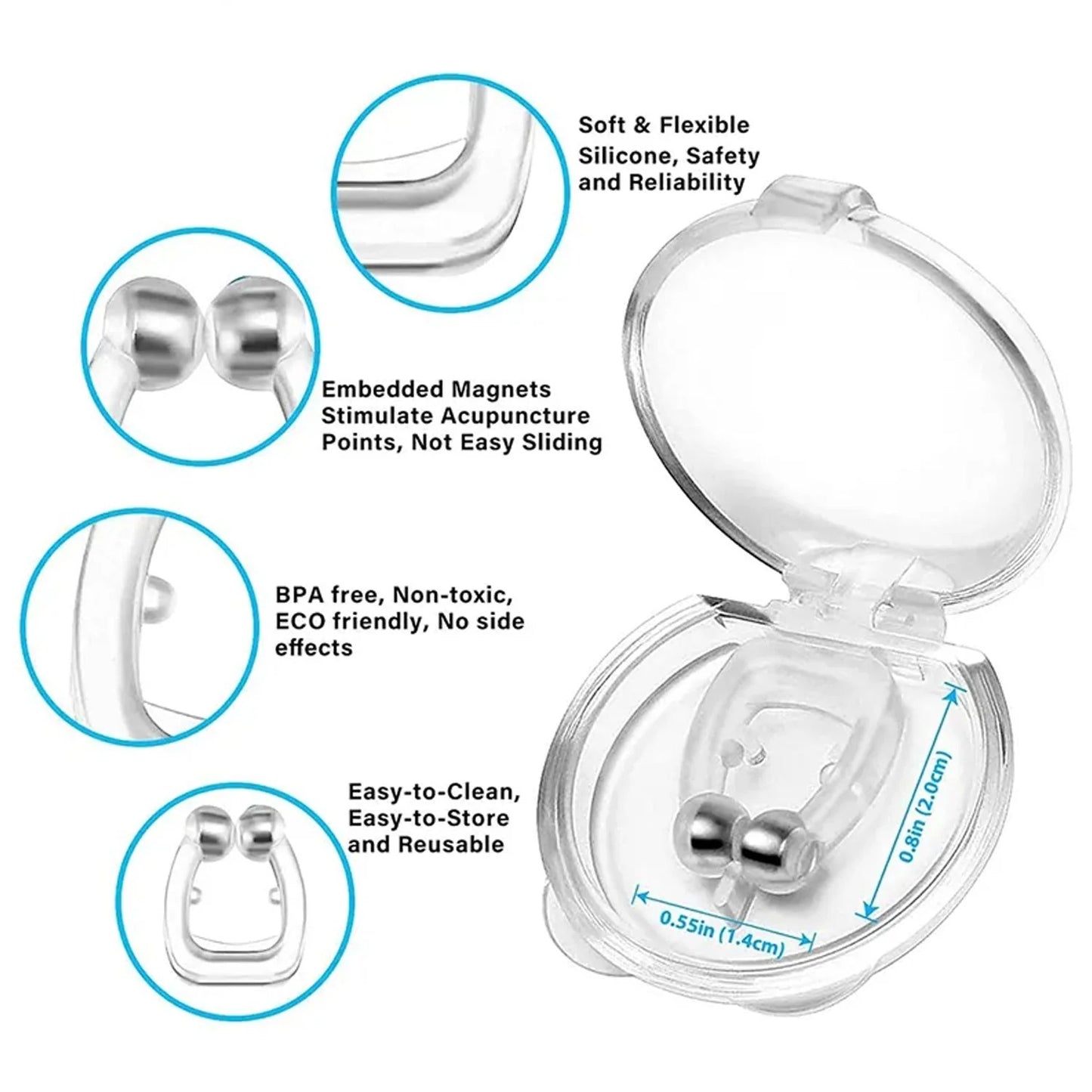 Silicone Magnet Nose Clip – Anti Snore Device for Sleeping, Best Quality, Pack of 4