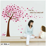Ay9026a B Red And Blue Background Products Korean Pink Cherry Tree Bedroom Wall Stickers