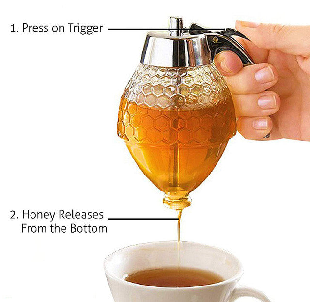 Honey Juice Syrup Dispenser Pot Jar For Kitchen Bee Drip Storage