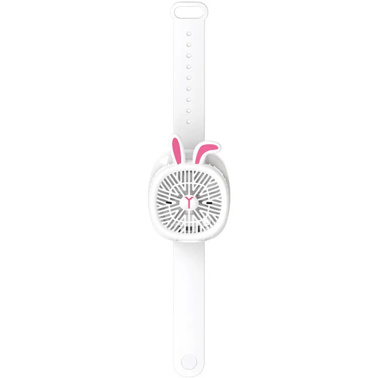 Rechargeable Portable Cartoon Style Children Watch Fan with RGB Light | Portable Fan Office Handheld New Creative Gift (Random color)