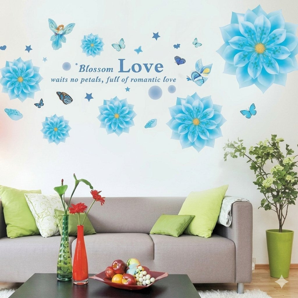 Flower Wall Sticker Creative Adhesive Letter Flower Wall Decal Wall Art Sticker size  45x60cm am6004