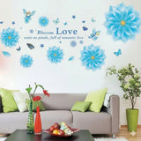 Flower Wall Sticker Creative Adhesive Letter Flower Wall Decal Wall Art Sticker size  45x60cm am6004