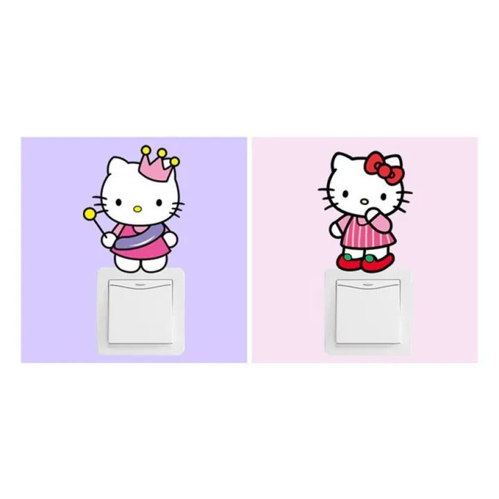 10pcs/set Hello Kitty Light Switch Stickers Wall Sticker Art Home Decor | Cute Hello Kitty Self Adhesive Light Switch Sticker size 30x45 kg3004