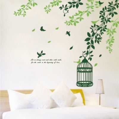 Ay968 Corner Green Floral With Cage and Birds