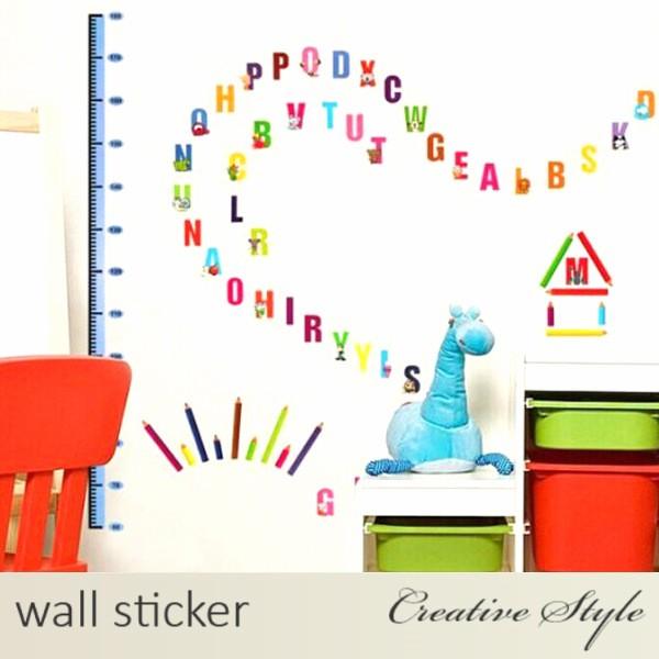 Wall stickers, English, height chart, alphabet, children's room, animal, wallpaper, wall sticker, interior sticker, cat, cute, birthday, Disney size 50x70 ay746