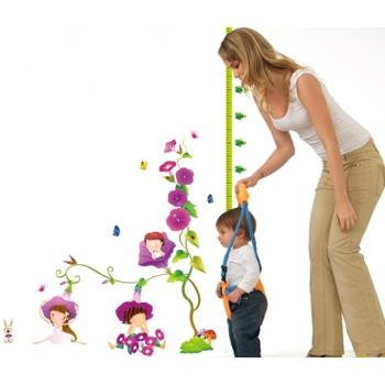 OneHouse Morning Glory Purple Flowers Little Children Measurement Growth Chart (60-180cm) Wall Sticker for Kids Room
