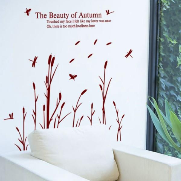 ELECTROPRIME Home Accent DIY Mural Dragonfly Bulrush Wall Sticker size 6x90 ay9023b