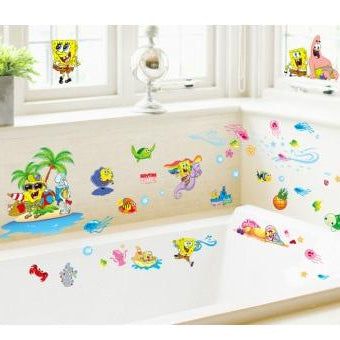 Cute Spongebob Wall Stickers for Kids' Rooms, Removable Wall Decals, Interior Stickers, Disney, Birthday size 60x90   df9909