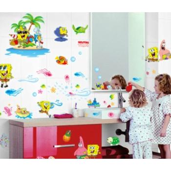 Cute Spongebob Wall Stickers for Kids' Rooms, Removable Wall Decals, Interior Stickers, Disney, Birthday size 60x90   df9909
