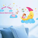 Oren Empower Cute Chanda Mama Wall Stickers for Kids room or Nursery  size 60x90 ay1907