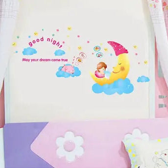 Oren Empower Cute Chanda Mama Wall Stickers for Kids room or Nursery  size 60x90 ay1907