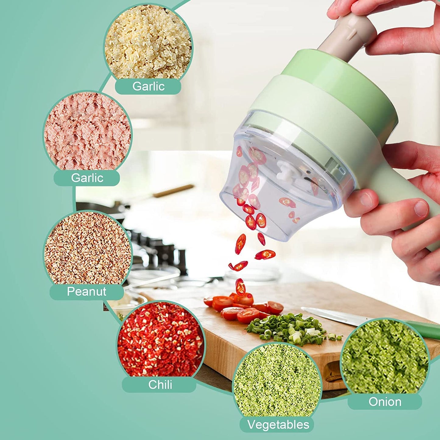 Electric Handheld Hammer Multi function Vegetable Cutter Set Food Chopper Vegetable Fruit Slicer,for Garlic Pepper Chili Onion Celery Ginger Meat