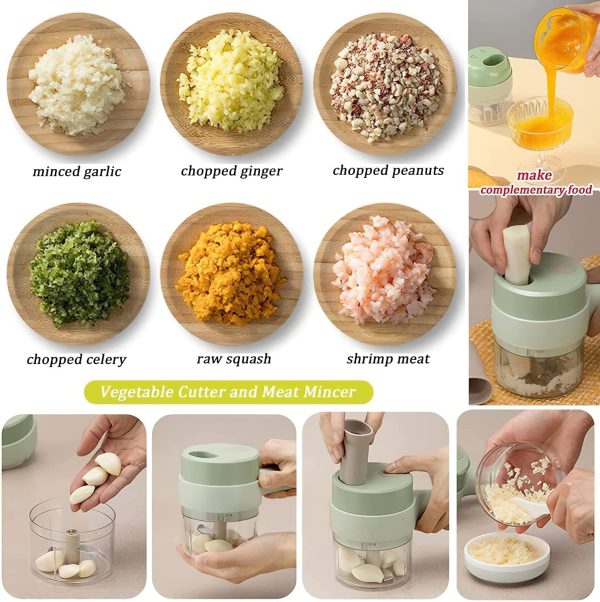 Electric Handheld Hammer Multi function Vegetable Cutter Set Food Chopper Vegetable Fruit Slicer,for Garlic Pepper Chili Onion Celery Ginger Meat
