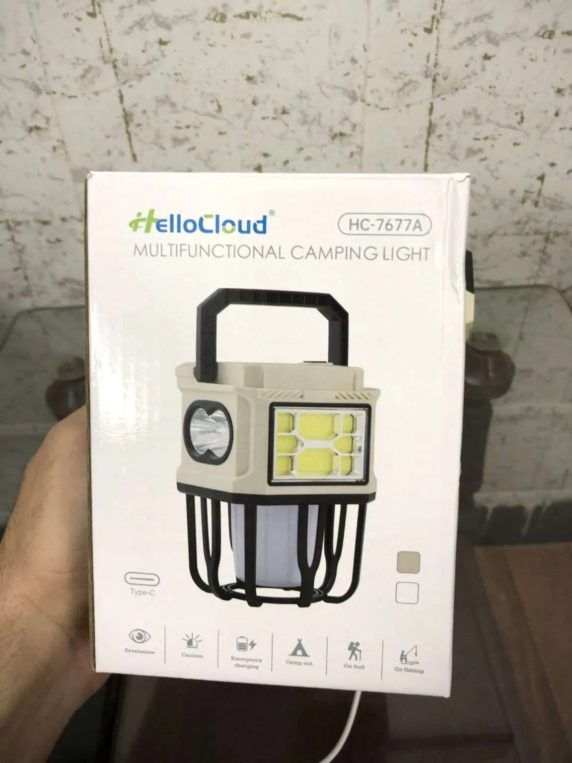 HelloCloud Multifunctional Camping Light Dual Bright &amp; Warm Modes Solar &amp; USB Rechargeable Lantern with Power Bank(HC-7677A)