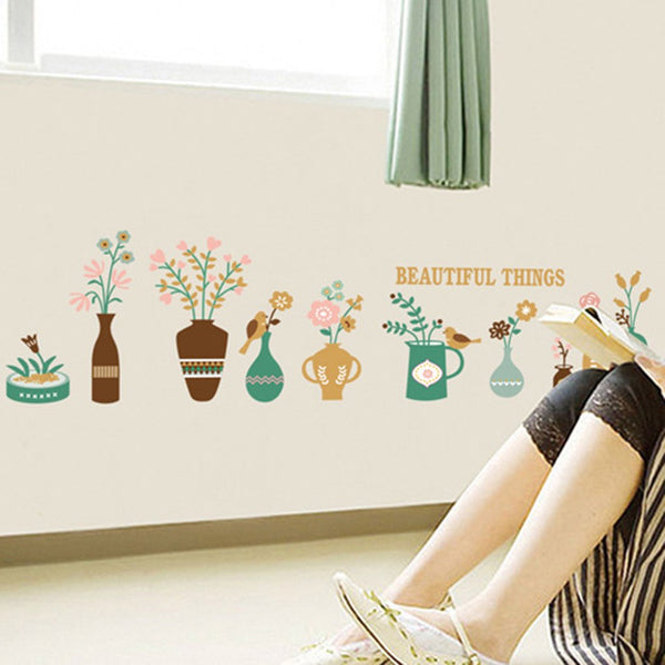 JM7311 Vase Wall Stickers Creative Diy Home Decoration Wall Stickers