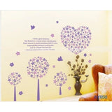 Lavender Flower Wall Sticker Dinding Motif Love  Purple heart decal Size:60x90 Lm8007